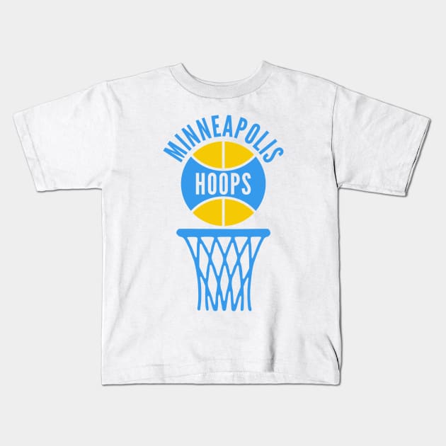 Retro Minneapolis Hoops Logo Kids T-Shirt by Double-Double Designs